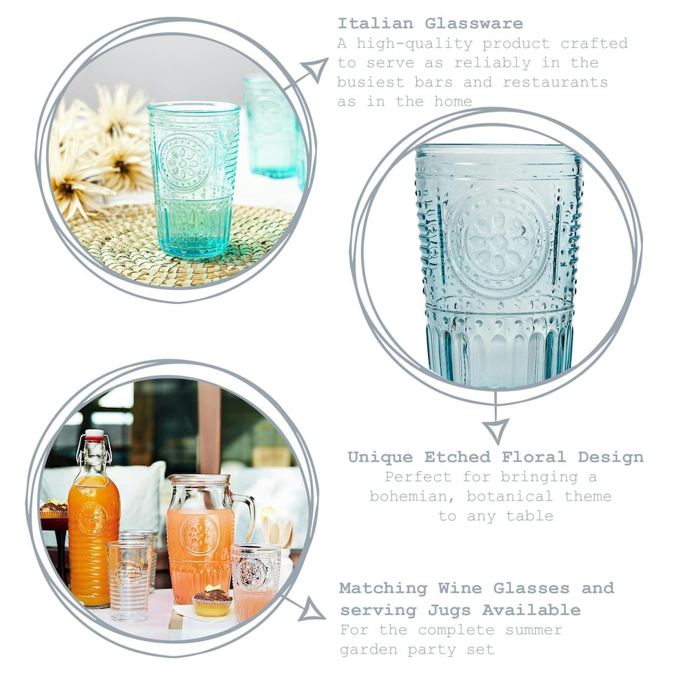 image 1 of Bormioli Rocco Romantic Highball Glasses - 340ml - Pack of 4 Green