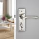 image 2 of Como Metal Lever Latch Door Handles Set Round Rose Internal & External | Silver | Polished Nickel Bathroom | 1