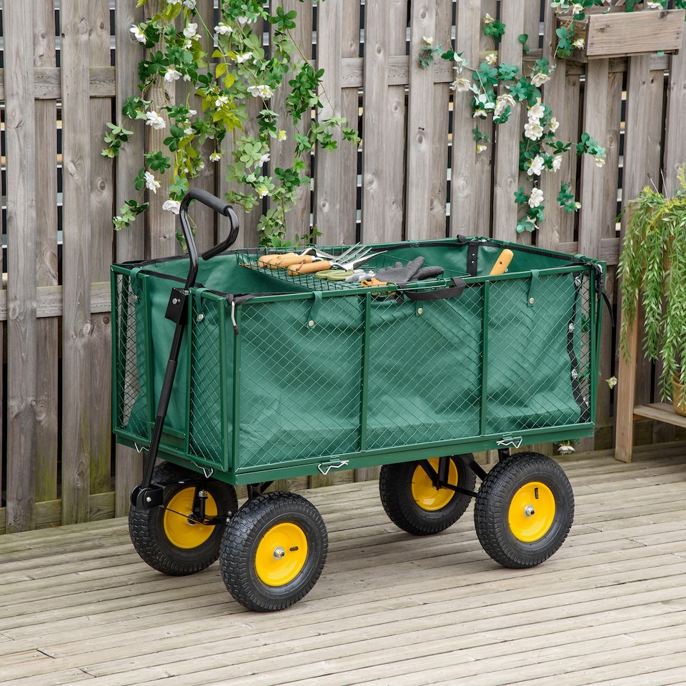 image 1 of Outsunny Heavy Duty Garden Cart Truck Trolley Wheelbarrow Trailer