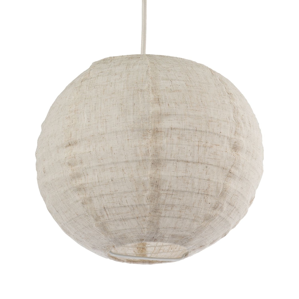 image 1 of Chic Natural Linen Fabric Oatmeal Spherical Pendant Lighting Shade | Cream | Taupe | 1