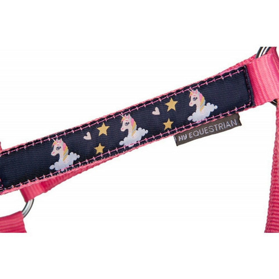 image 1 of Hy Unicorn Magic Horse Headcollar and Leadrope - Navy/Pink - Full