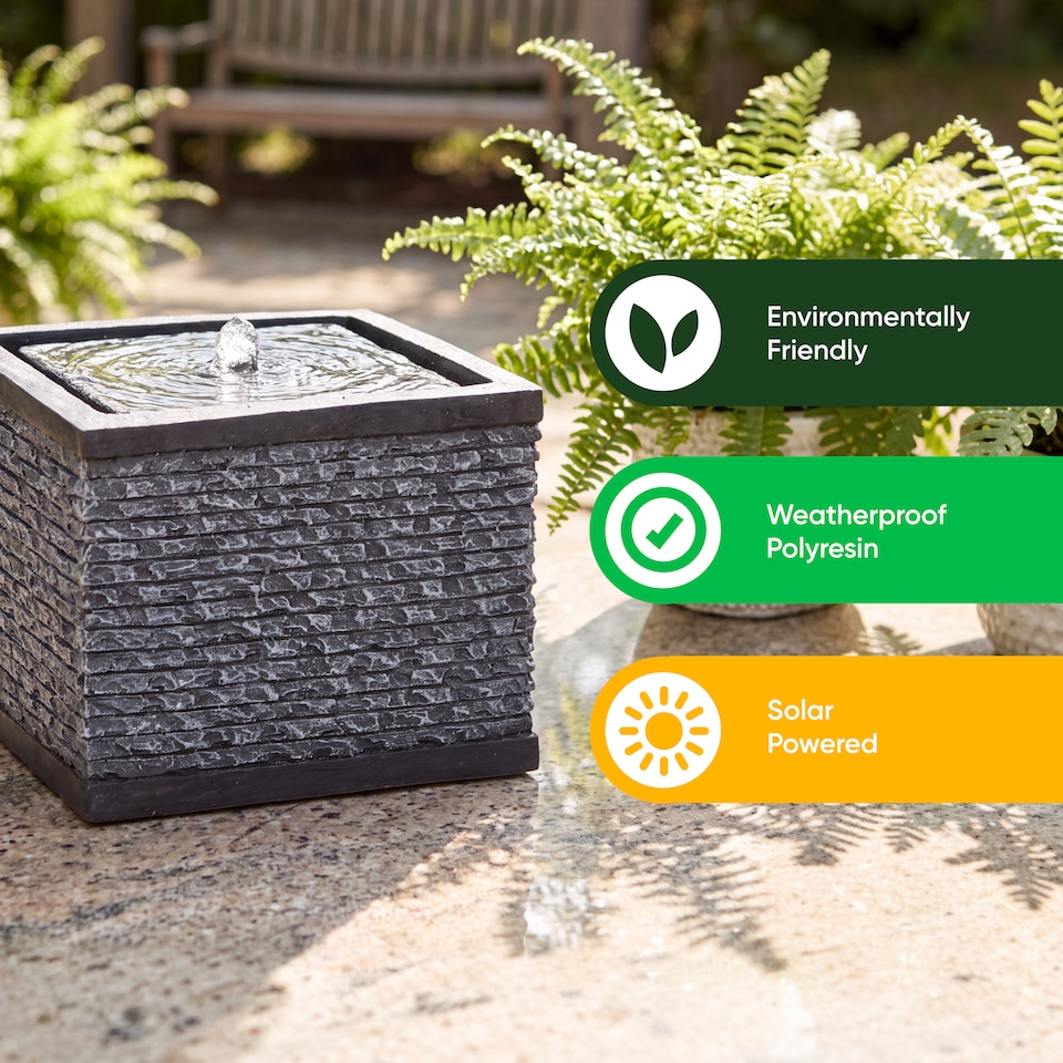 image 1 of Gardenwize Solar Powered Stacked Stone Solar Water Feature