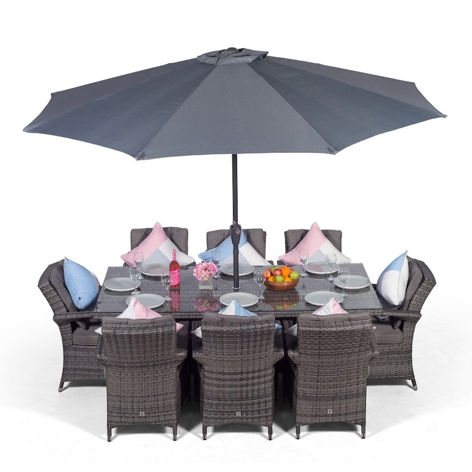 image 1 of Arizona Rectangular 8 Seater Rattan Patio Dining Set | Grey | Grey