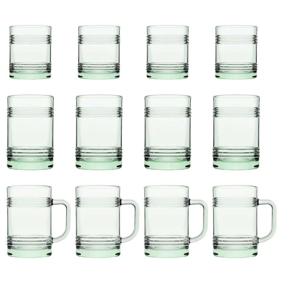 image 1 of Pasabahce 12pc Aware Tincan Recycled Glassware Set - Green