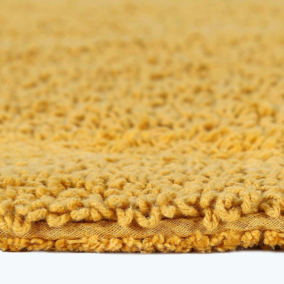 image 1 of Homescapes Luxury Reversible Cotton Bath Mat - Mustard Yellow Yellow