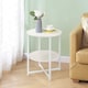 image 3 of Living and Home Small Round Coffee Table with 2 Tier - White