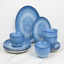 12pc Blue Star Reactive Porcelain Dinner Set