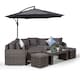 image 2 of Santorini L Shape Modular 5 Seat Rattan Corner Sofa Set With Daybed Ottoman, Large Coffee Table & 2 Stools Grey | Grey