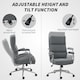 image 8 of HOMCOM Linen Fabric Office Desk Chair with Tilt Function, Charcoal Grey | Grey | One Size