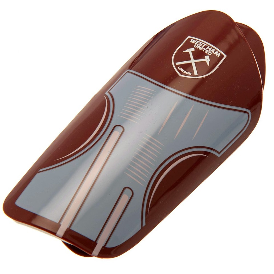 image 1 of West Ham United FC Childrens/Kids Crest Slip-In Shin Guards - Claret Red/Sky Blue - 7-9 Years