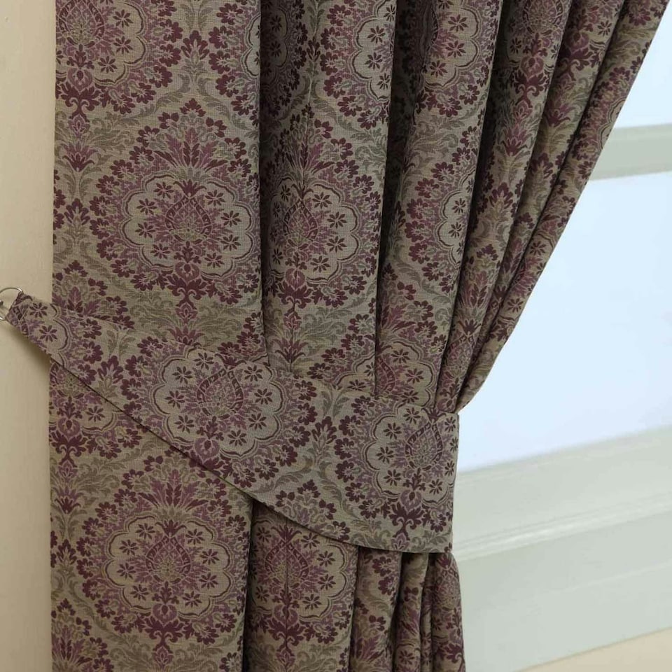Homescapes Purple Damask Jacquard Curtain Tie Back Pair