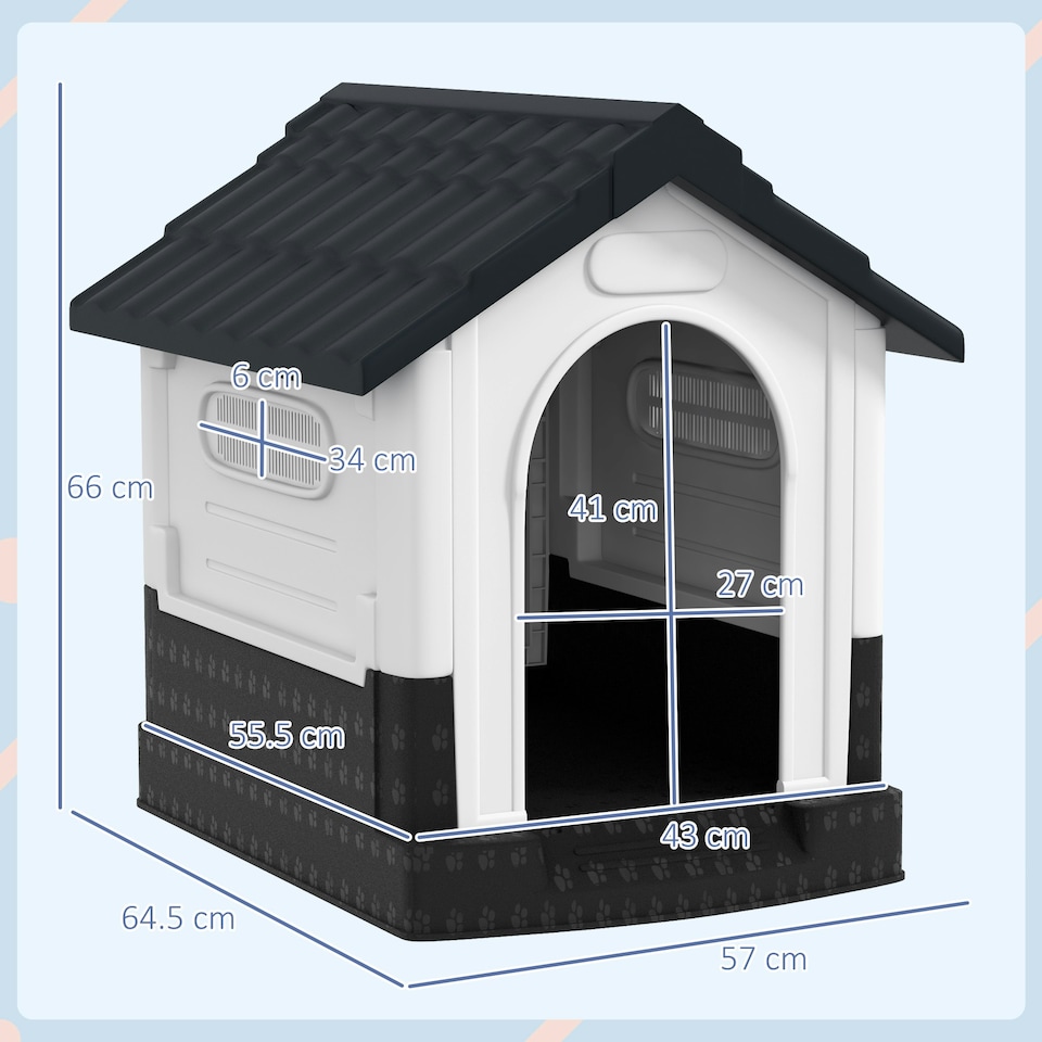 image 1 of PawHut Dog Kennel for Outside, for XS Dogs, 64.5 x 57 x 66cm, Grey