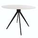 image 3 of Aspen Compact Round Dining Table - Durable Wood-Effect or Sintered Stone Top with Black Metal Pedestal Legs | White | White | Small | 1