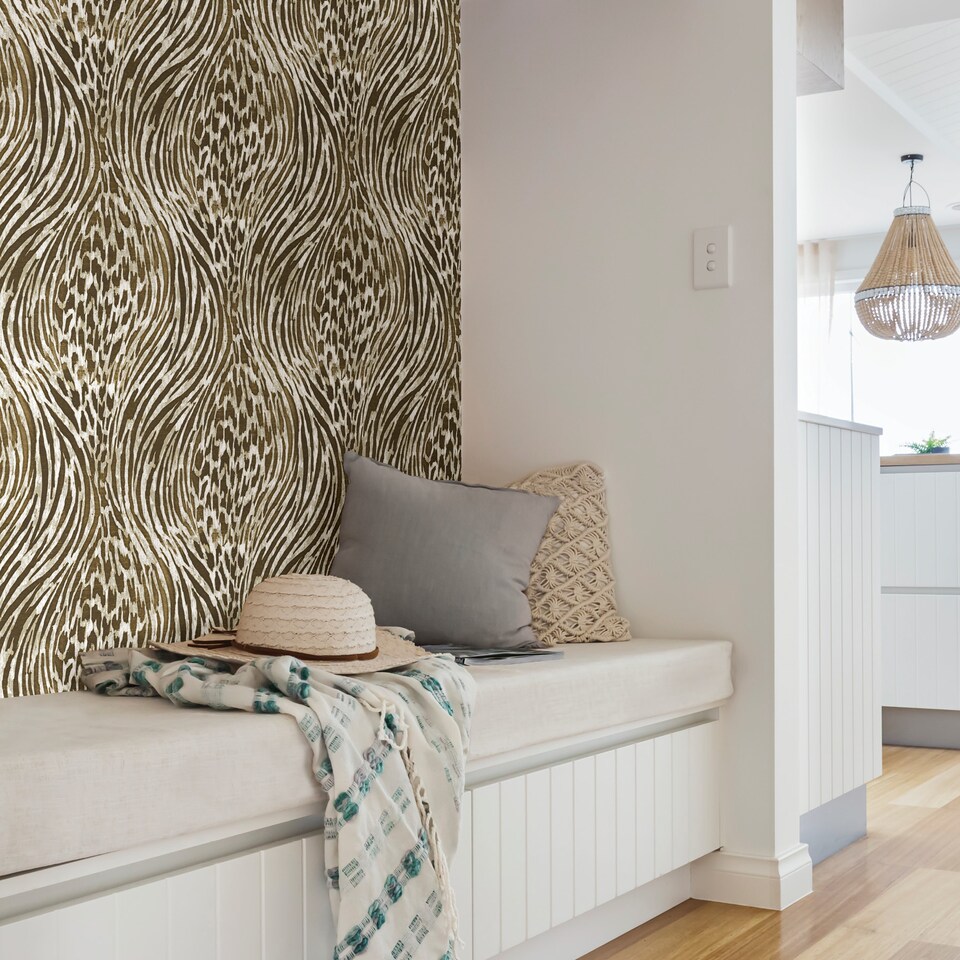 image 1 of NuWallpaper NUS3580 Fierce Peel & Stick Wallpaper, Brown & Gold | Brown | Brown & Gold | 2.86m² | 1