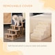 image 3 of PawHut Four-Step Portable Dog Stairs with Washable Plush Cover, Beige