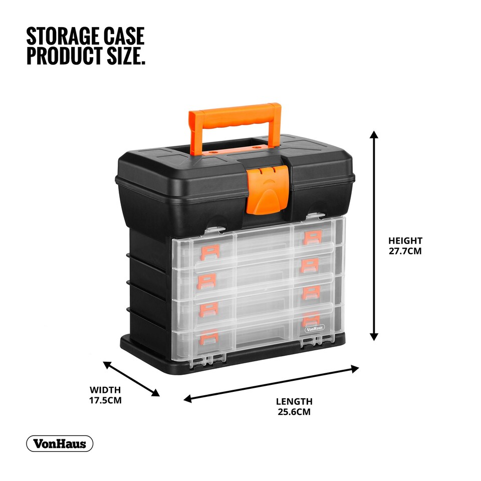 image 1 of VonHaus Multi-purpose Utility Tool Box with 4 Removable Trays