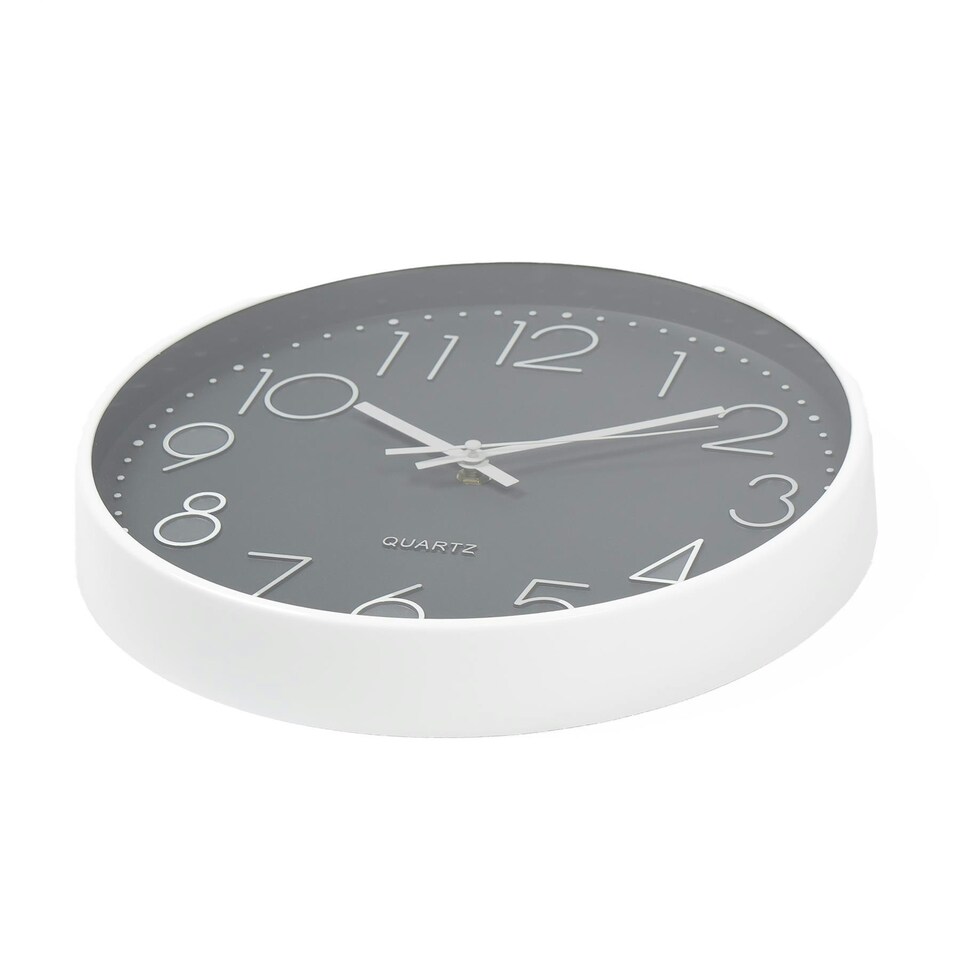 image 1 of OHS Small Round Modern Home Office Decor Analogue Wall Clock, 29cm - Grey