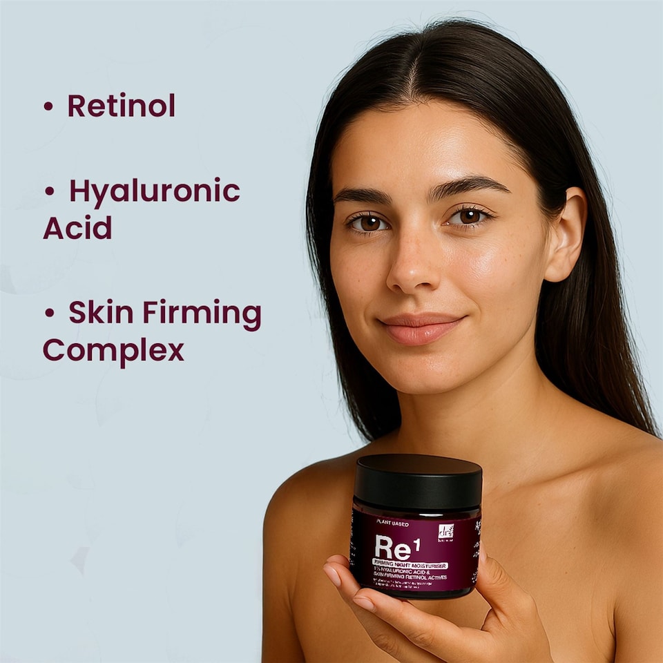 image 1 of Dr Botanicals Firming Anti-Ageing Night Moisturiser with 1% Hyaluronic Acid & Skin Firming Retinol Actives 60ml for Hydration and Plumping