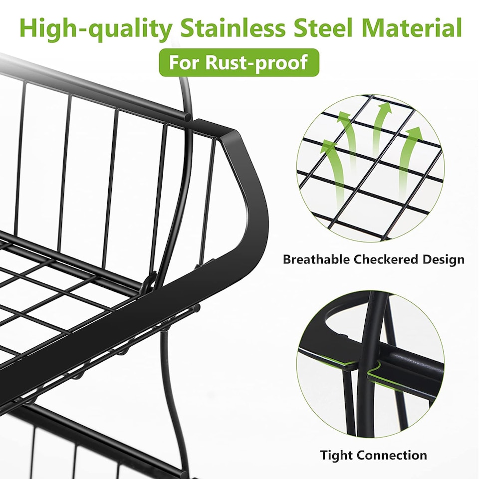 image 1 of Living and Home 5-tiered Kitchen Storage Rack with Casters | Black | 5 Tier