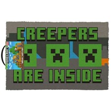 Minecraft Creepers Need Hugs Coir Door Mat - Grey/Black/Green - One Size