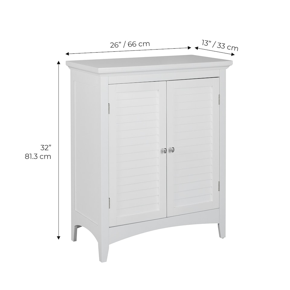 image 1 of Teamson Home Glancy Free Standing Floor Storage Cabinet with Louvered Doors Adjustable Shelves