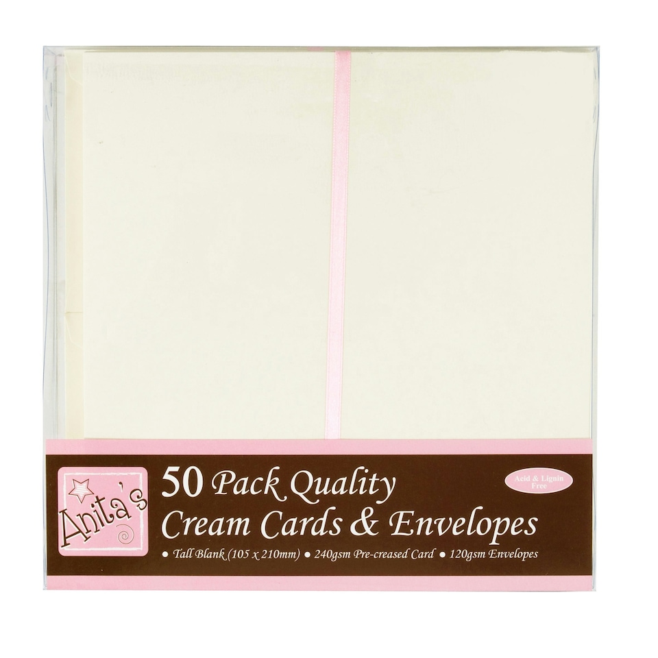image 1 of Anita's Cards/Envelopes (50 Pack), Cream, 105 x 210mm