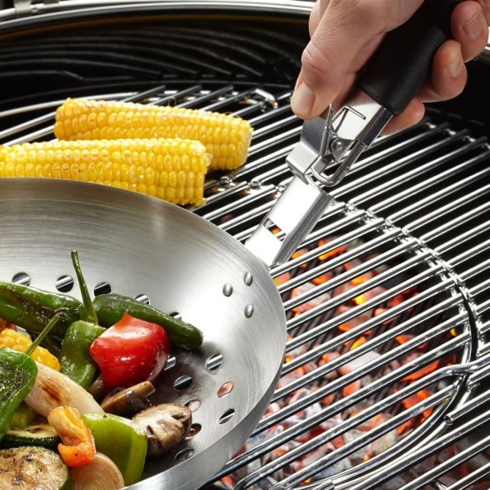 image 1 of GEFU BBQ Stainless Steel Wok for Vegetables 28 cm