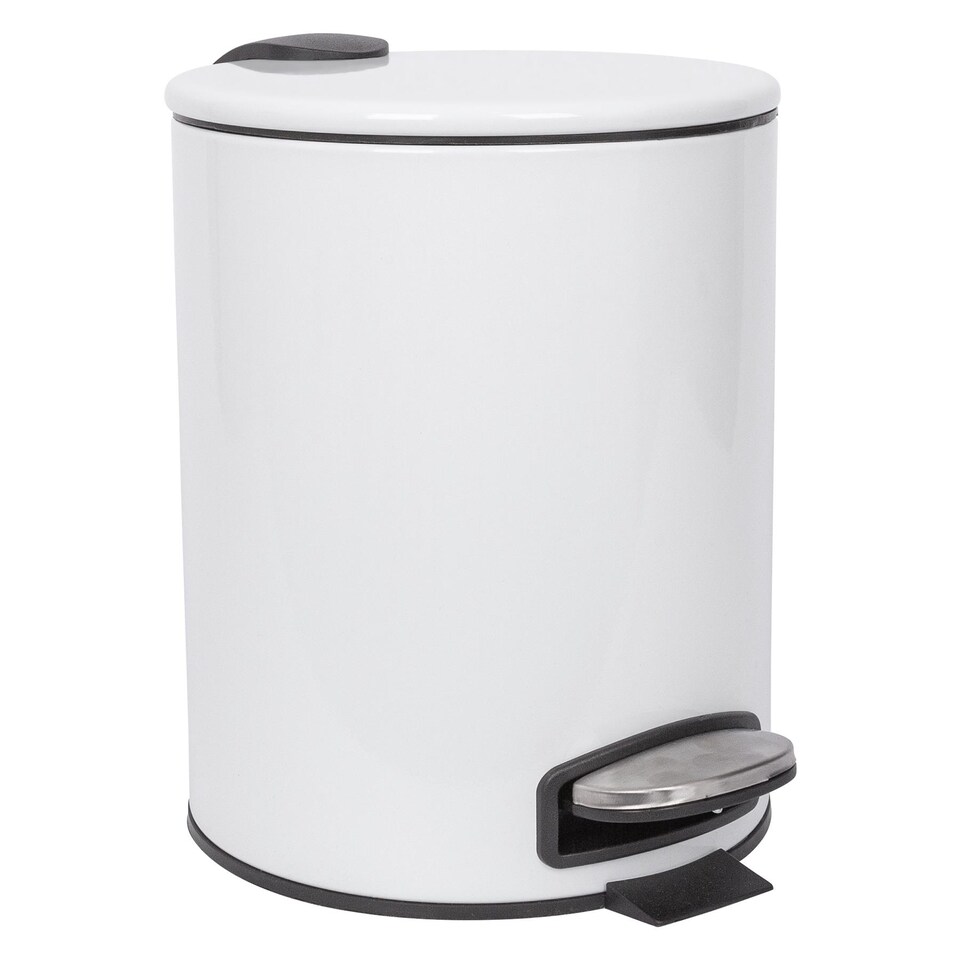 image 1 of Harbour Housewares Round Stainless Steel Pedal Bin - 5L - White