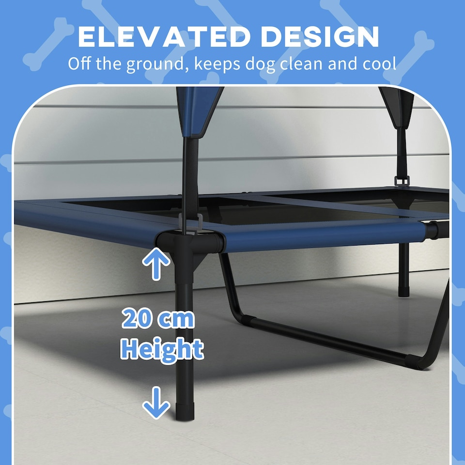 image 1 of PawHut Cooling Raised Dog Bed w/ Breathable Mesh, for M, L Dogs - Dark Blue