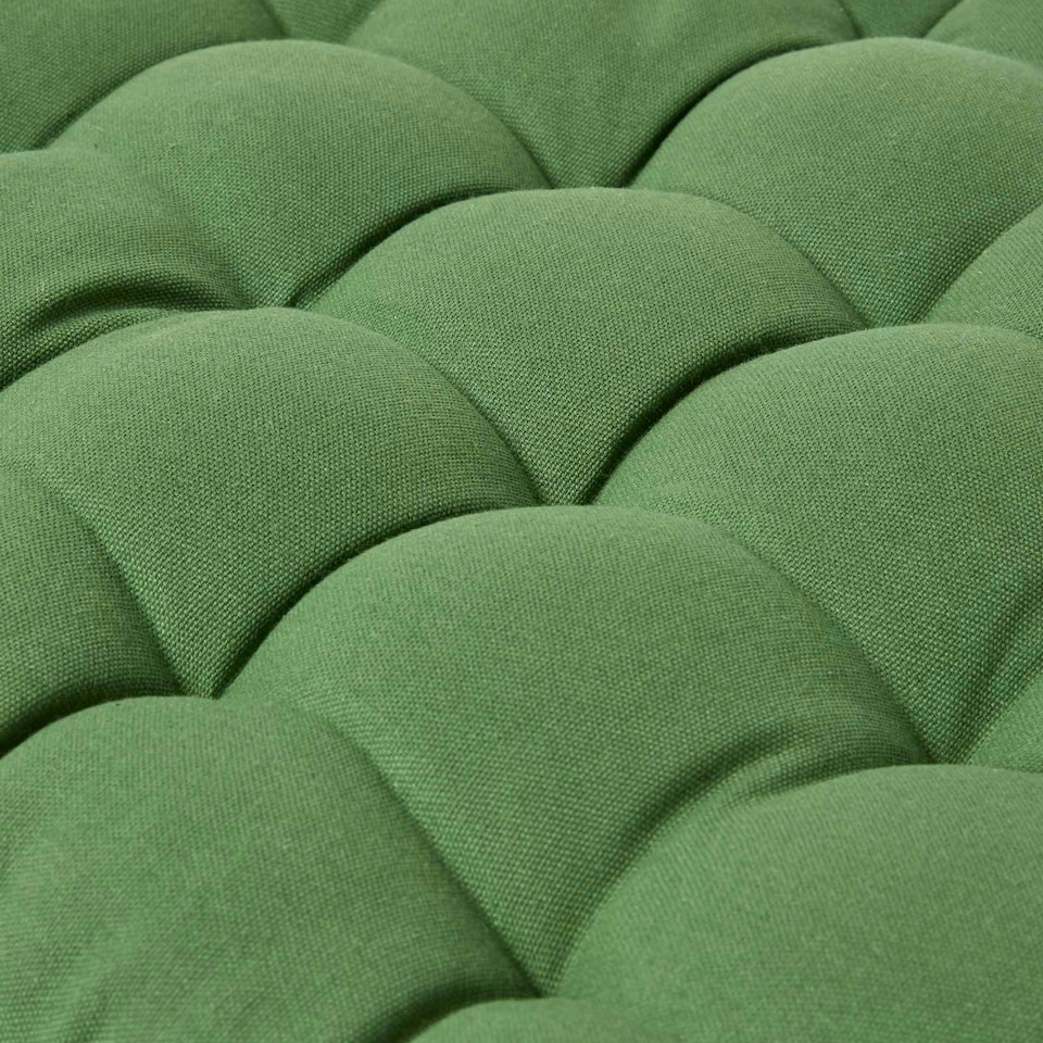 image 1 of Homescapes Garden Bench Cushion Luxury 2 Seater 100% Cotton Indoor Outdoor, 108 x 42 cm Green