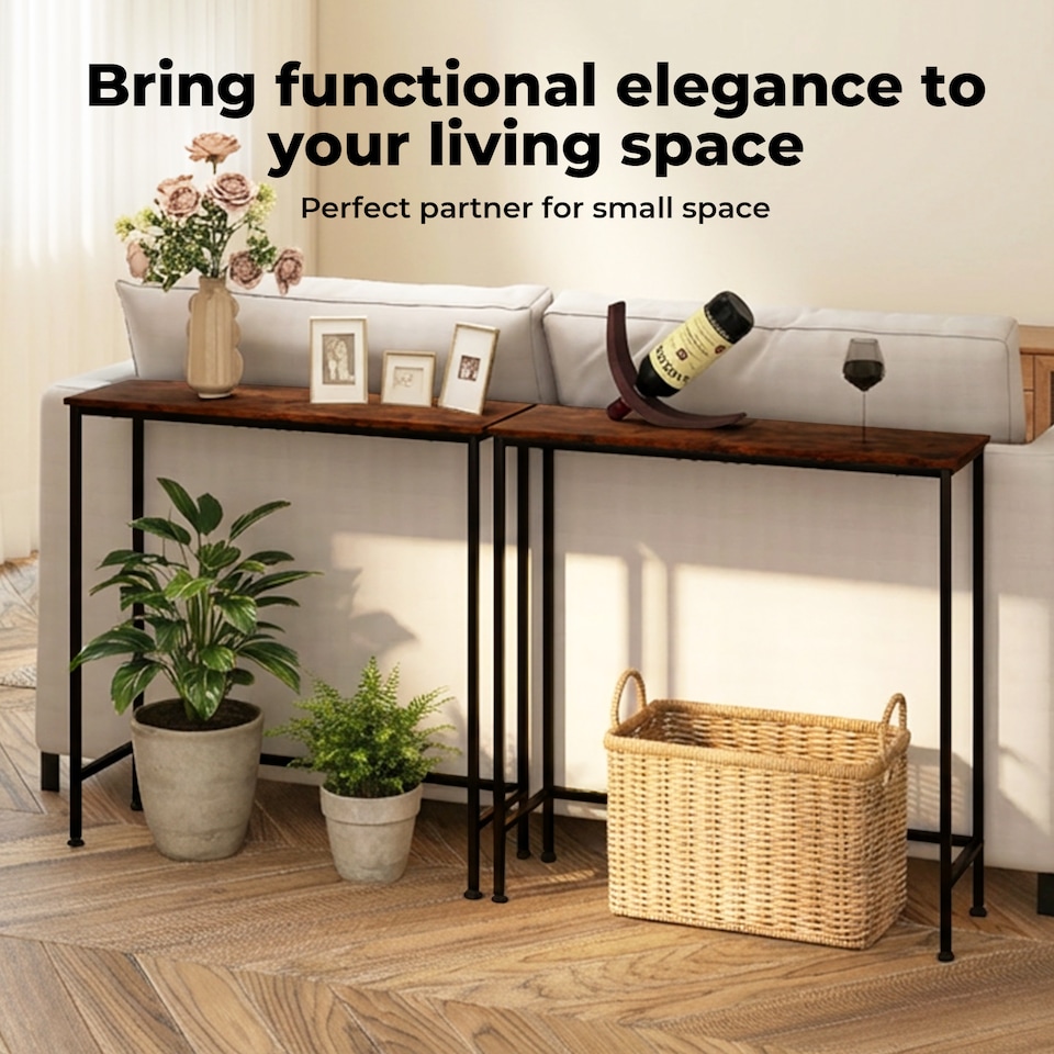 image 1 of Narrow Console Table Slim Entryway Hallway Sofa Table Display Shelf Industrial