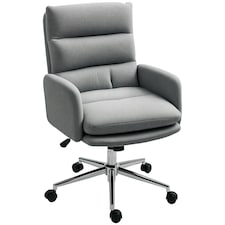HOMCOM Upholstered Desk Chair with Height Adjustable, Grey 
