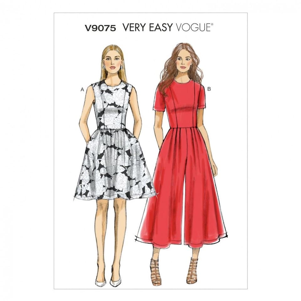 image 1 of Vogue 9075 Paper Sewing Pattern – Women’s Dresses & Jumpsuits, UK Sizes 14–16–18–20–22, Easy