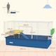 image 7 of PawHut Small Animal Cage, Rabbit Guinea Pig Hutch, Pet Playhouse, Blue