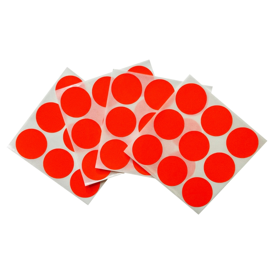 image 1 of Pack of 36 Fluorescent Red 29mm Round Labels - Stickers