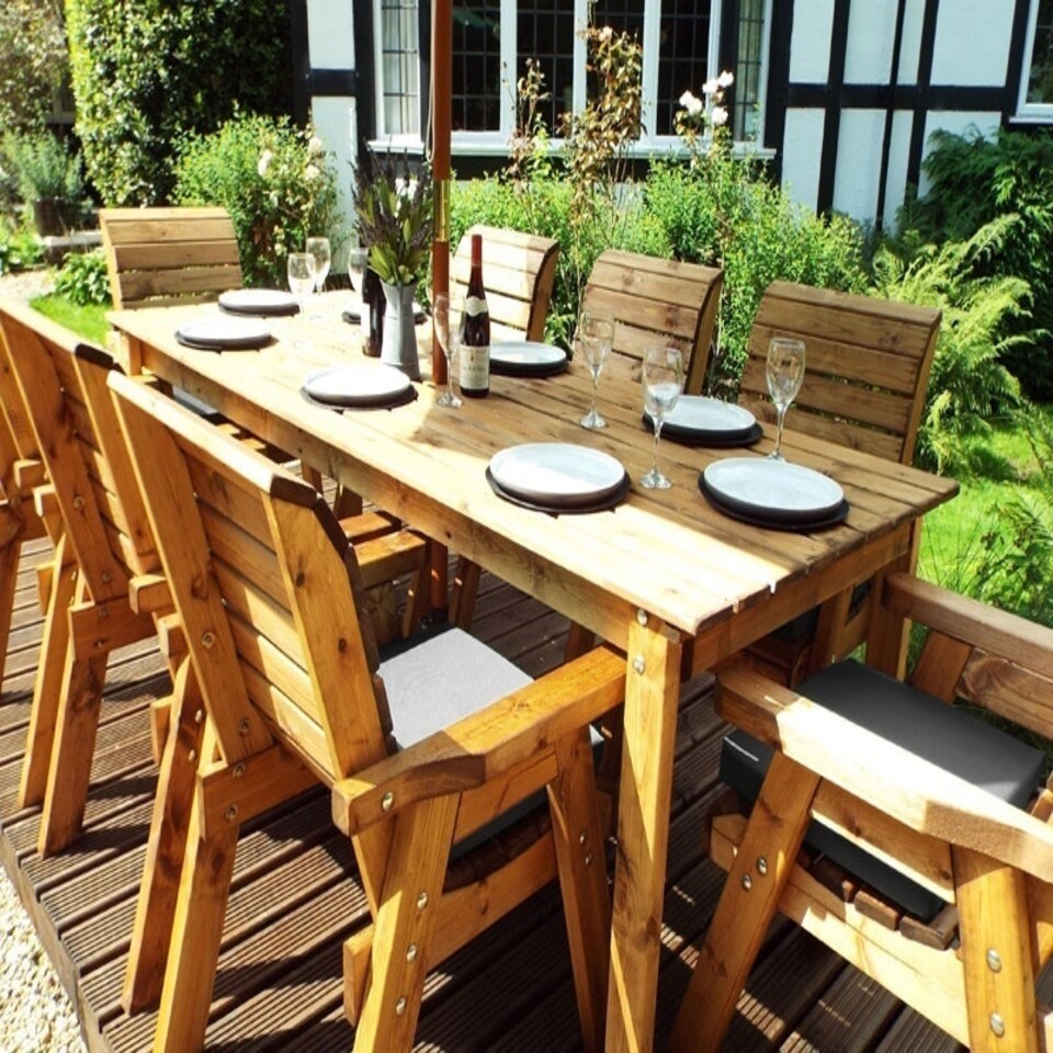 image 1 of Eight Seater Rectangular Table Set with Cushions - W340 x D216 x H98 - Fully Assembled - Grey