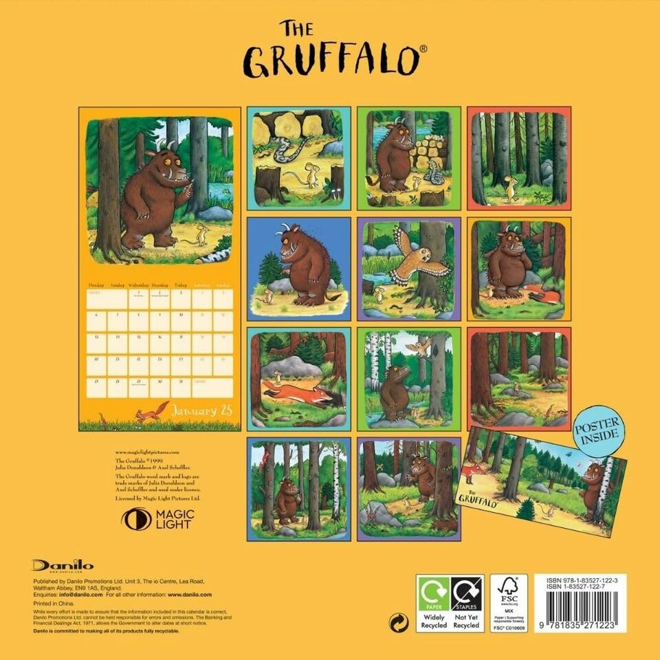 image 1 of The Gruffalo 2025 Square Wall Calendar - Multicoloured - One Size