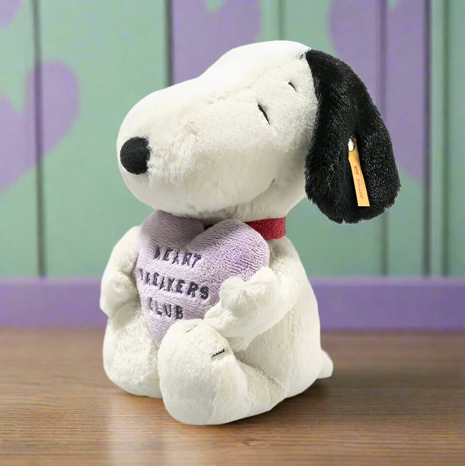 image 1 of Steiff Snoopy Purple Heartbreakers Club Soft Toy | Multi | Purple Heart