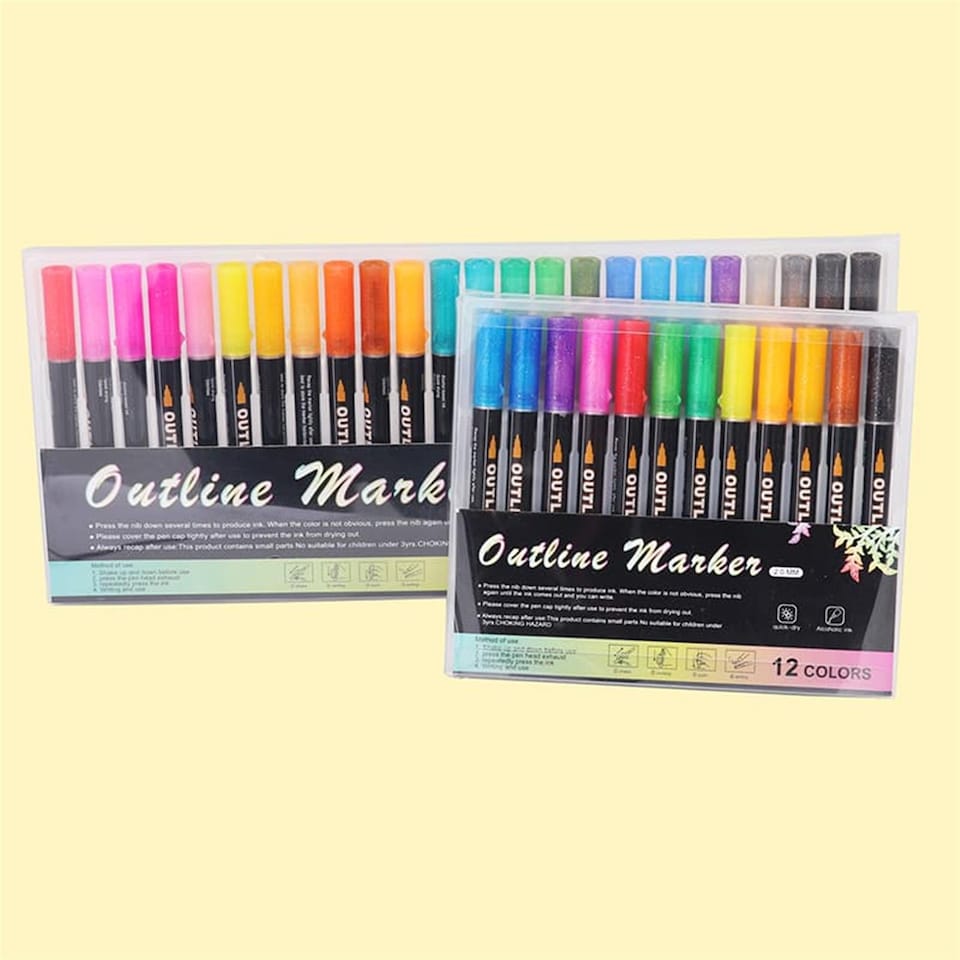 image 1 of Pack of 24 Colors Art Drawing Outline Fineliner Marker pens
