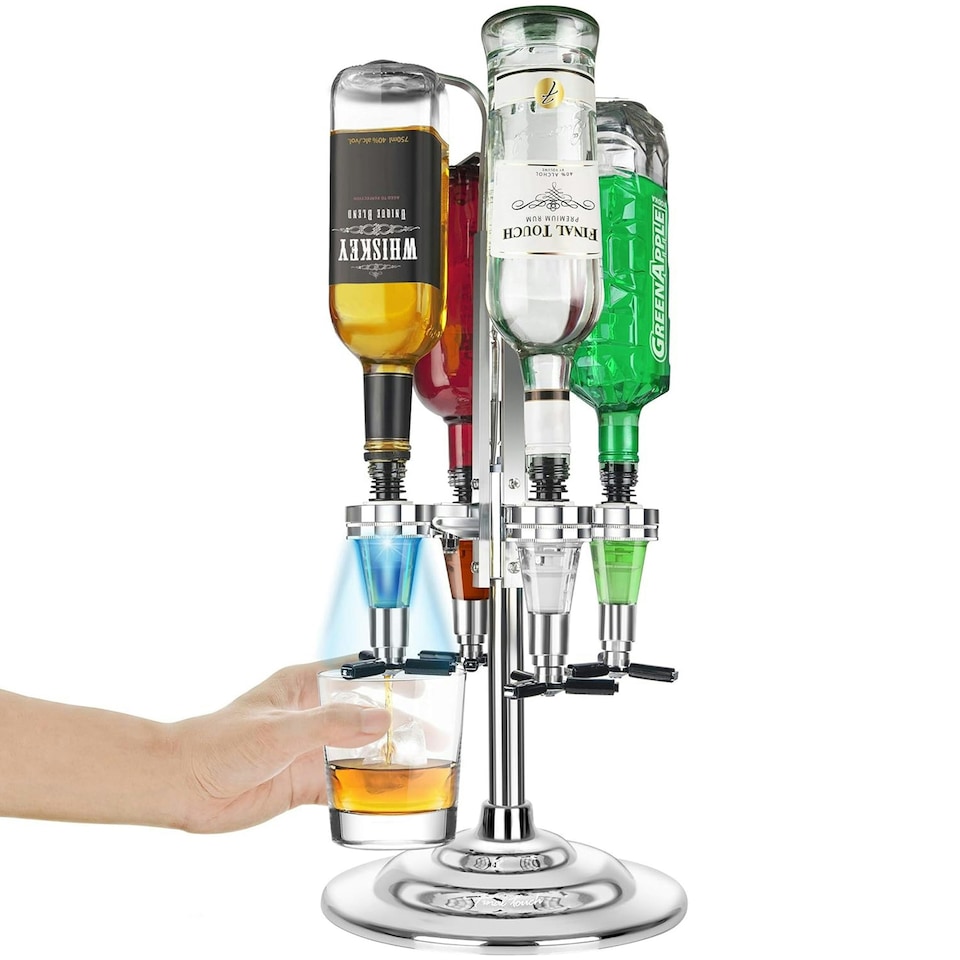 image 1 of Original Products Final Touch LED Rotary 4 Bottle Bar Caddy