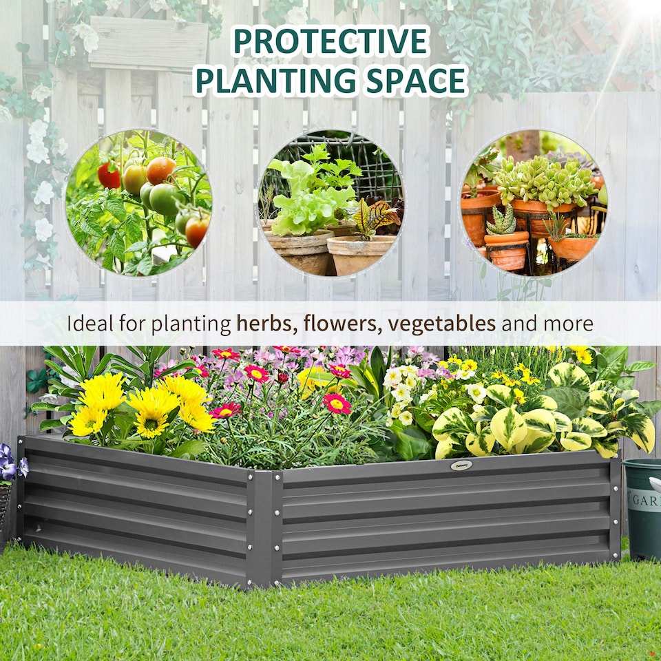 image 1 of Outsunny Raised Garden Bed Metal Garden Flower Vegetable Planter