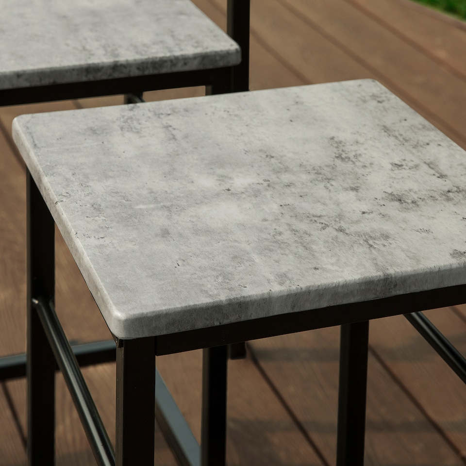 image 1 of SoBuy OGT11-HG,Industrial Dining Set Breakfast Bar Table and 4 Stools | Grey | Grey
