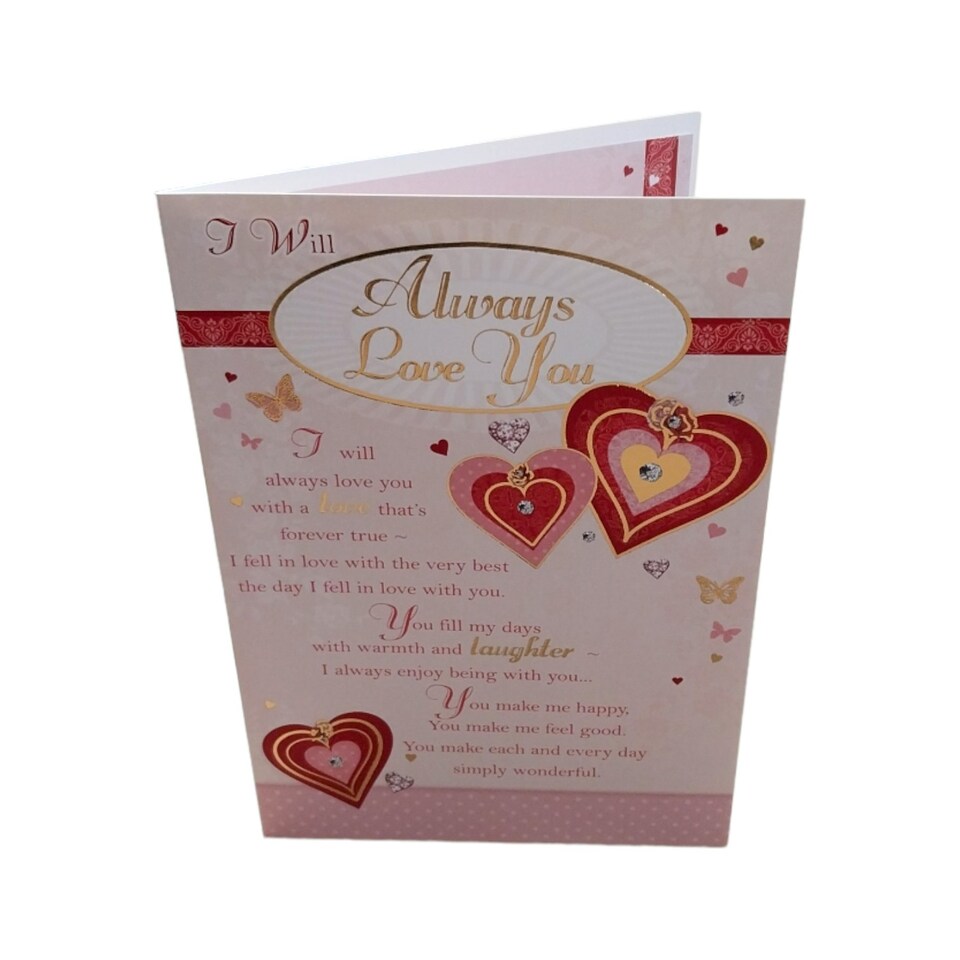 image 1 of I Will Always Love You Hearts Design Open Greeting Card