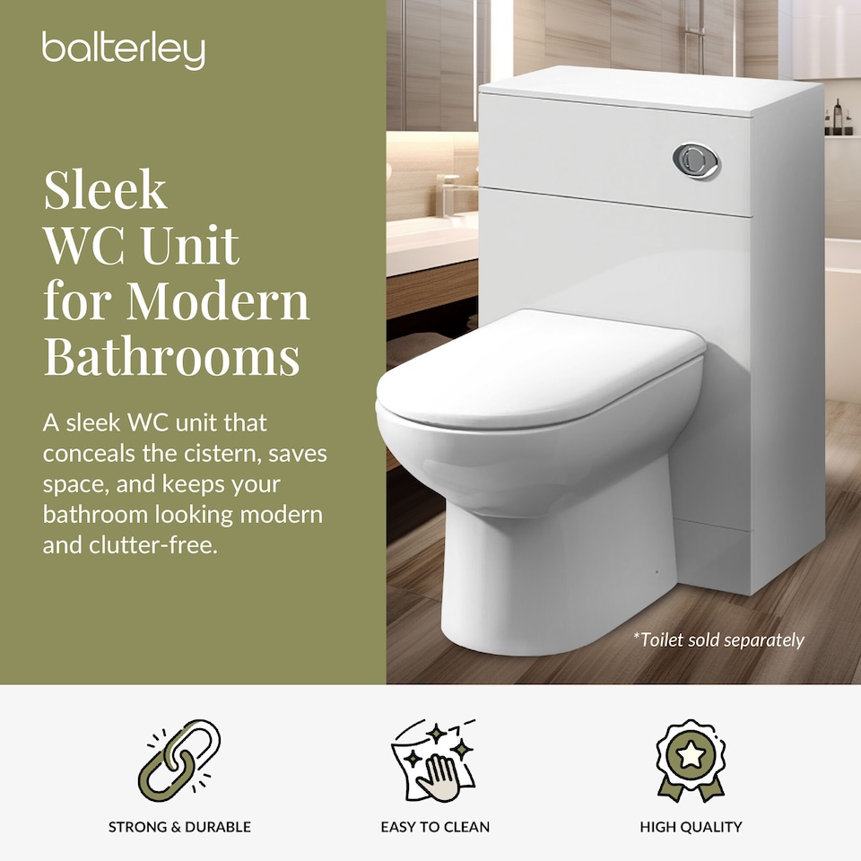 image 1 of Balterley Bathroom Rectangular Cistern Concealed Slimline WC Toilet Unit | White | Gloss White | 1