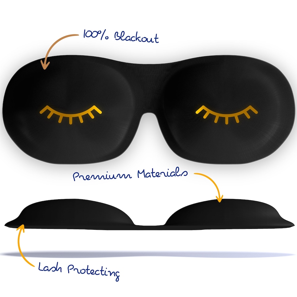 image 1 of SMUG Contoured 3D Blackout Sleep Mask - Wink Print, Black