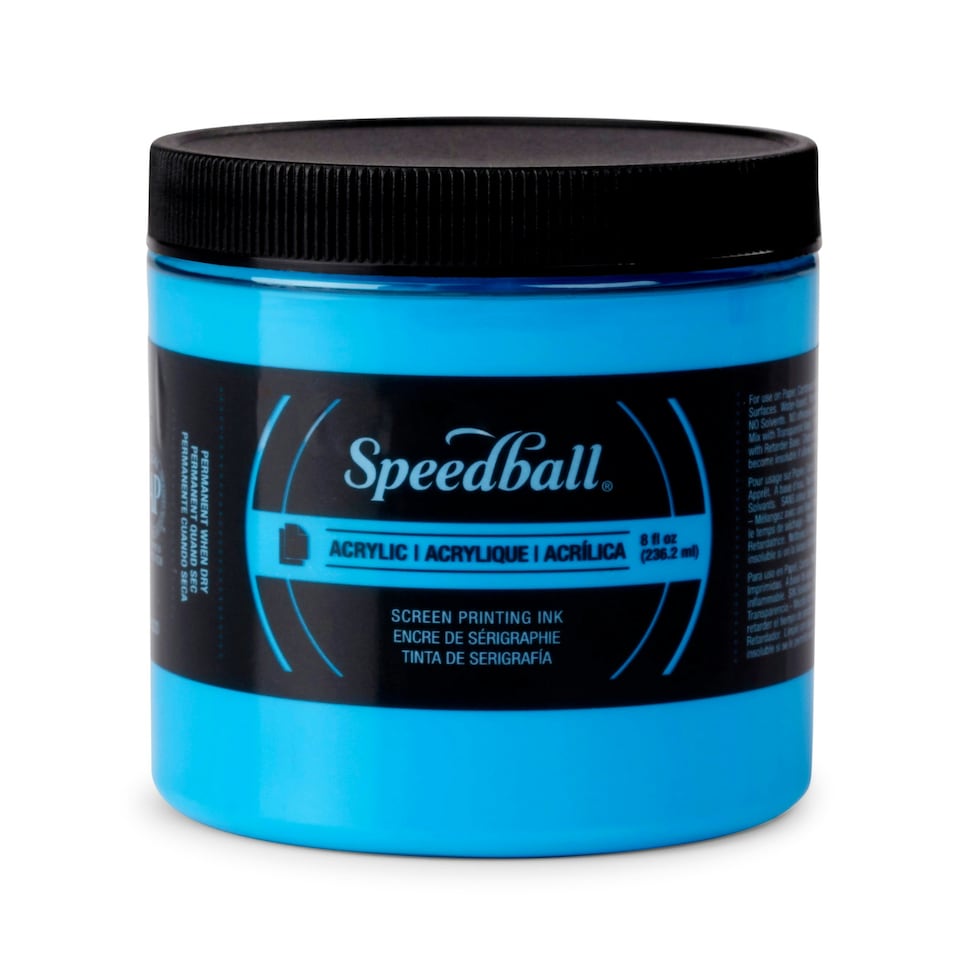 image 1 of Speedball Fluorescent Acrylic Screen Printing Ink, Blue, 8oz