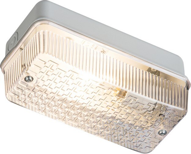 Netlighting Bulkhead with Clear Prismatic Diffuser & Aluminium Base 230V IP65 100W (BC) B22 in Grey