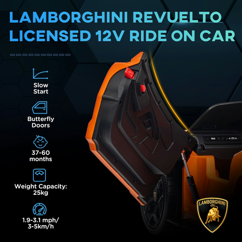 image 1 of AIYAPLAY Lamborghini Revuelto Licensed Ride On Car, with Suspension, Orange