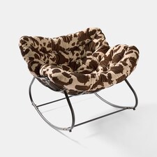 OHS Printed Fleece Rocking Chair Upholstered Metal Frame Cushioned
