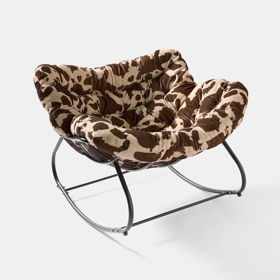 image 1 of OHS Printed Fleece Rocking Chair Upholstered Metal Frame Cushioned
